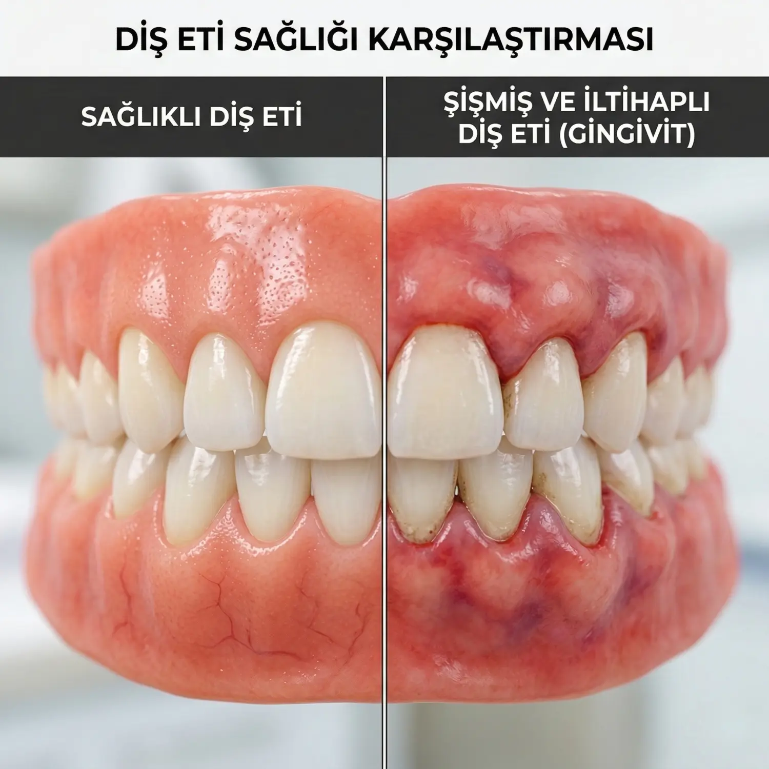Diş eti şişmesi gösteren klinik fotoğraf